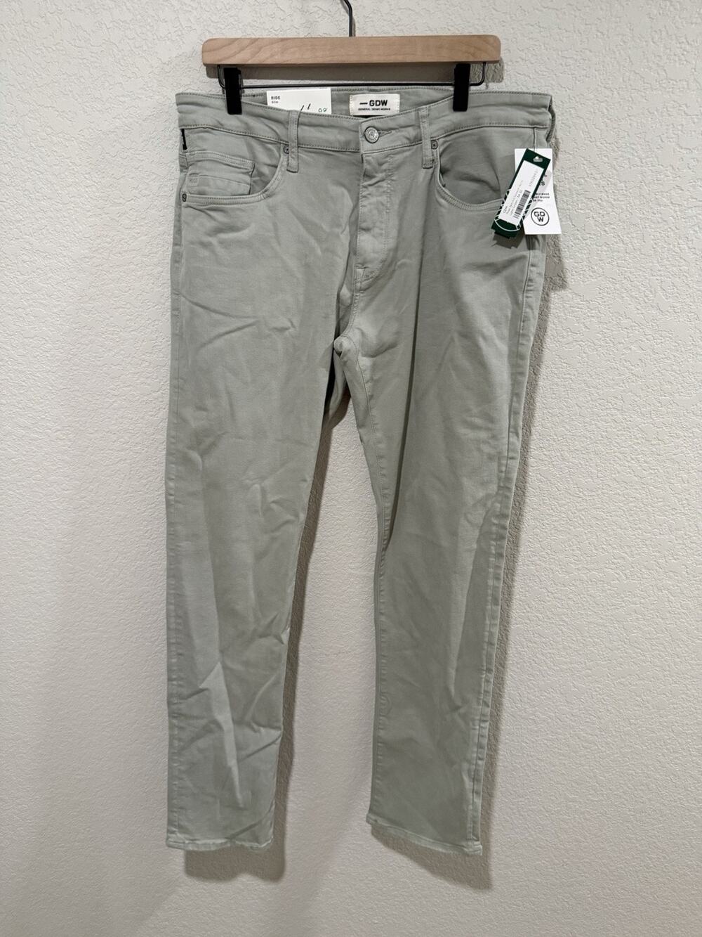 GDW Straight Leg Jeans in Light Green Gray 34x32 NWT